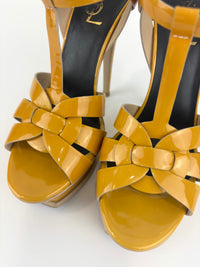 Tribute Patent Leather Platform Sandals Yellow / Beige Size 37.5