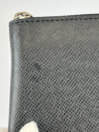 Ardoise Taiga Leather Vertical Zippy Wallet in Dark Grey