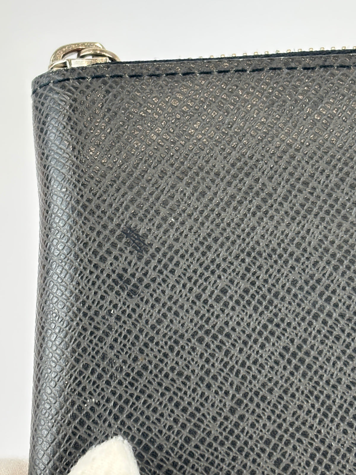 Ardoise Taiga Leather Vertical Zippy Wallet in Dark Grey