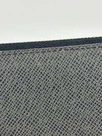 Ardoise Taiga Leather Vertical Zippy Wallet in Dark Grey