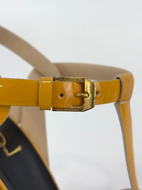 Tribute Patent Leather Platform Sandals Yellow / Beige Size 37.5