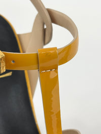 Tribute Patent Leather Platform Sandals Yellow / Beige Size 37.5