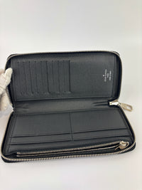 Ardoise Taiga Leather Vertical Zippy Wallet in Dark Grey