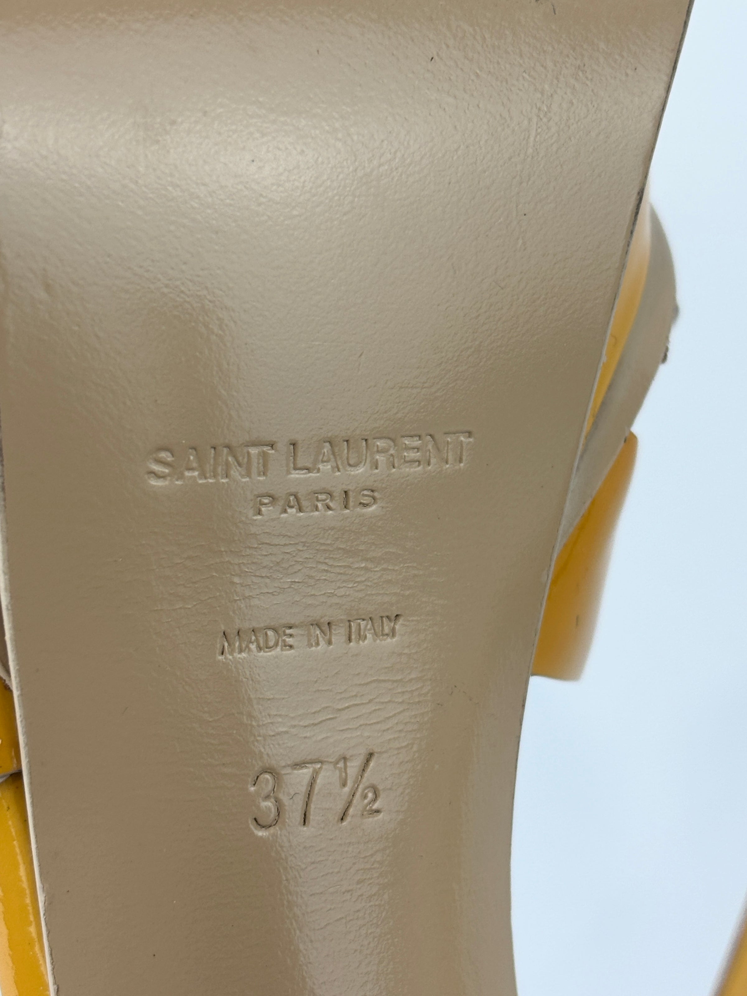 Tribute Patent Leather Platform Sandals Yellow / Beige Size 37.5