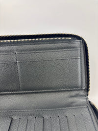 Ardoise Taiga Leather Vertical Zippy Wallet in Dark Grey