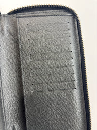 Ardoise Taiga Leather Vertical Zippy Wallet in Dark Grey