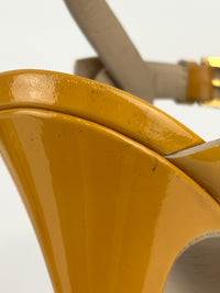 Tribute Patent Leather Platform Sandals Yellow / Beige Size 37.5
