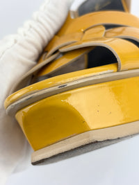 Tribute Patent Leather Platform Sandals Yellow / Beige Size 37.5