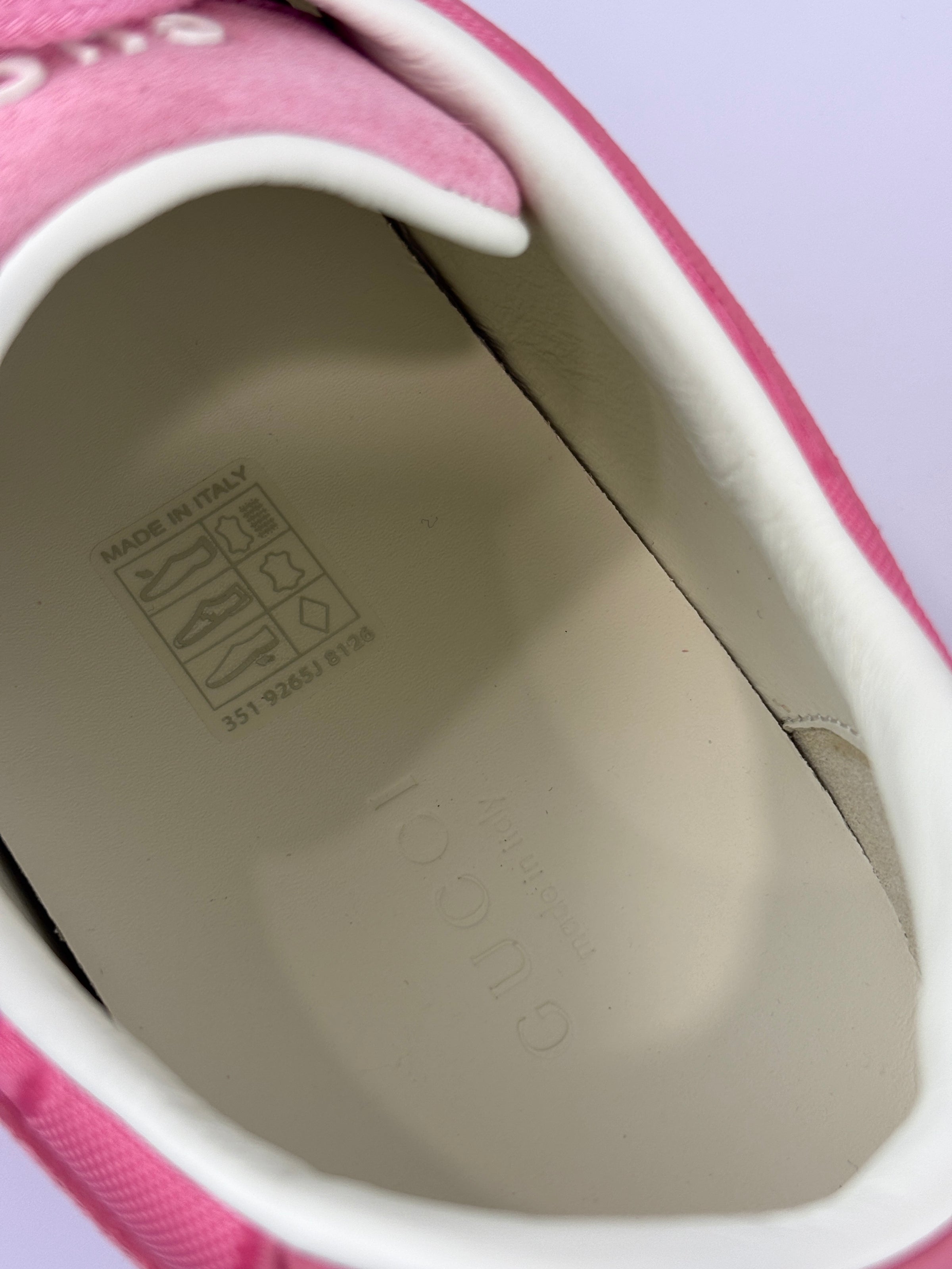Suede Sweet GG Monogram G75 Sneakers Butterfly Pink Size 38.5