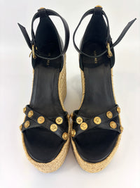 1006142 Wedge Sandals Black Size 39