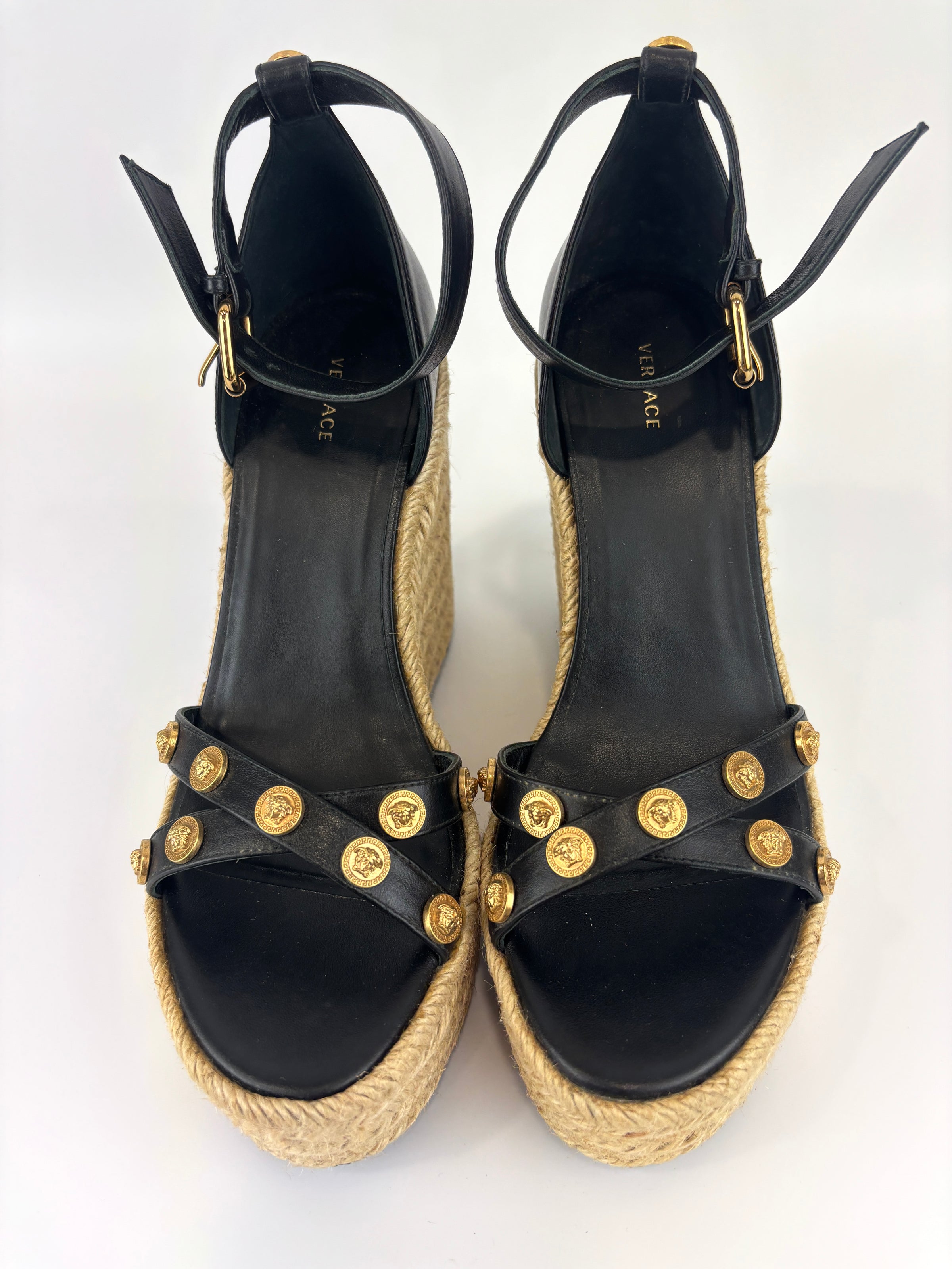 1006142 Wedge Sandals Black Size 39