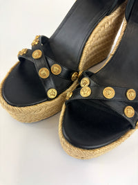 1006142 Wedge Sandals Black Size 39