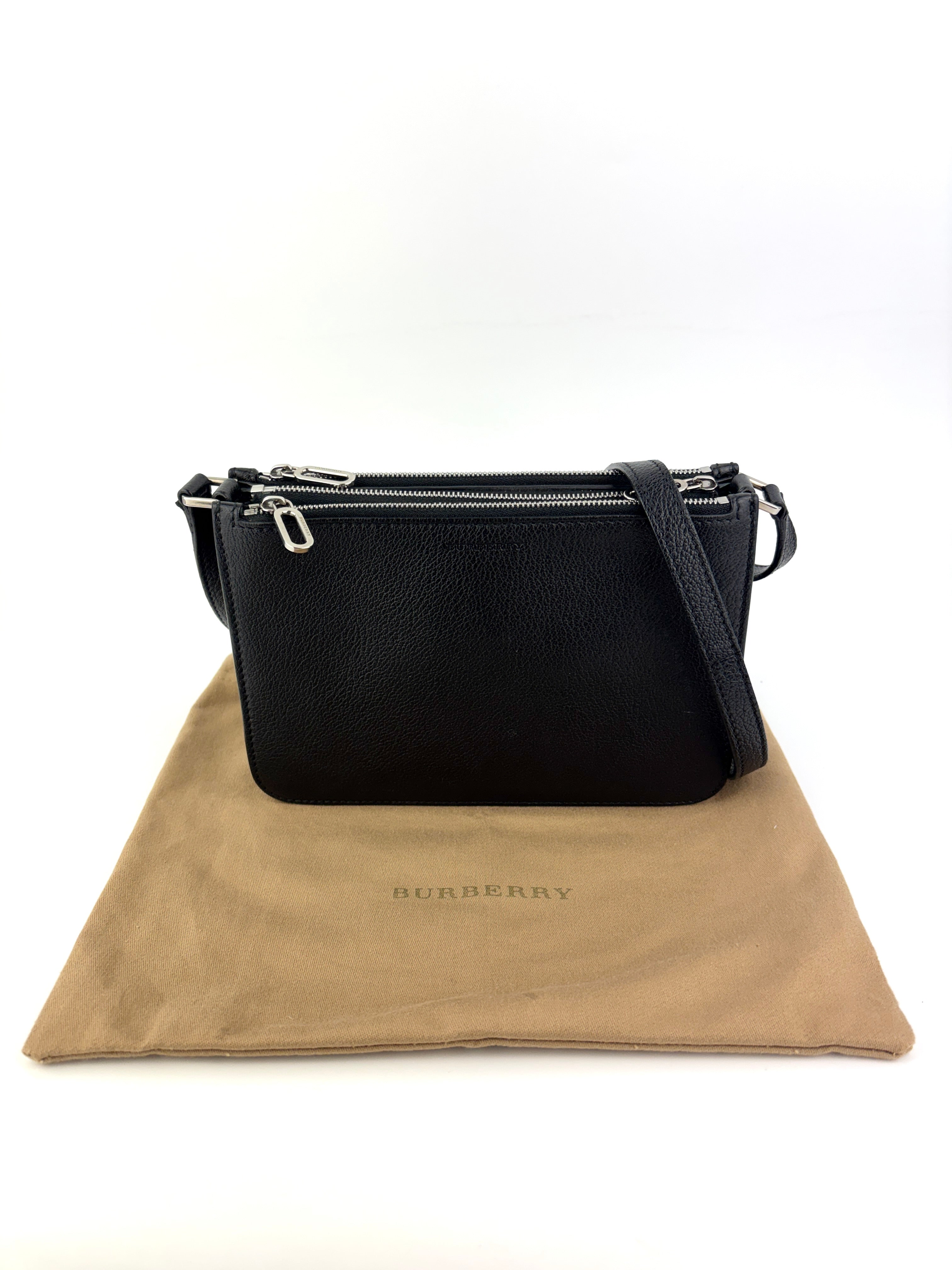 Burberry Penhurst D-Ring Triple Zip Crossbody Bag Black – Glampot