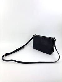 Penhurst D-Ring Triple Zip Crossbody Bag Grainy Goatskin Black - Glampot
