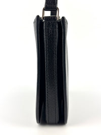 Penhurst D-Ring Triple Zip Crossbody Bag Grainy Goatskin Black - Glampot