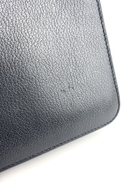 Penhurst D-Ring Triple Zip Crossbody Bag Grainy Goatskin Black - Glampot