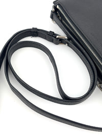 Penhurst D-Ring Triple Zip Crossbody Bag Grainy Goatskin Black - Glampot