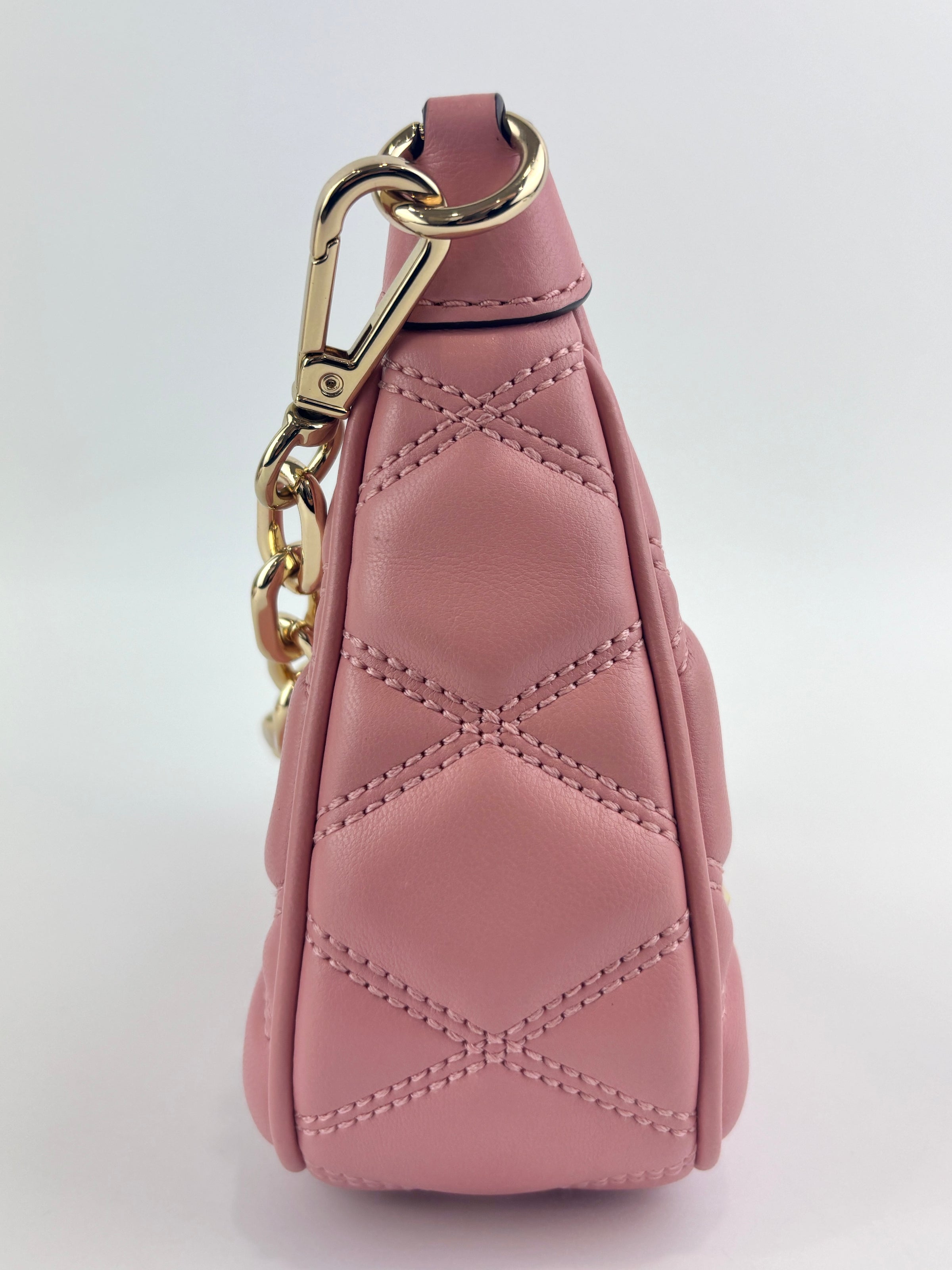 Outlet Cora Extra-Small Quilted Shoulder Bag in Pink - Glampot