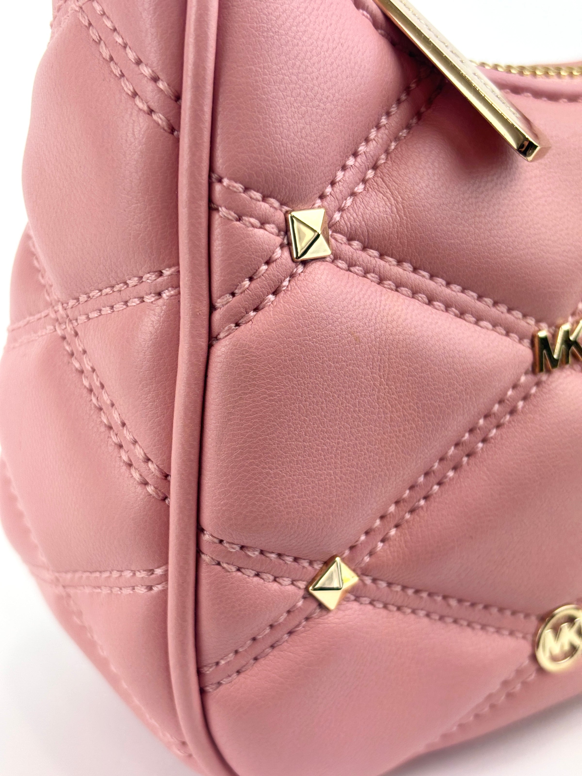 Outlet Cora Extra-Small Quilted Shoulder Bag in Pink - Glampot