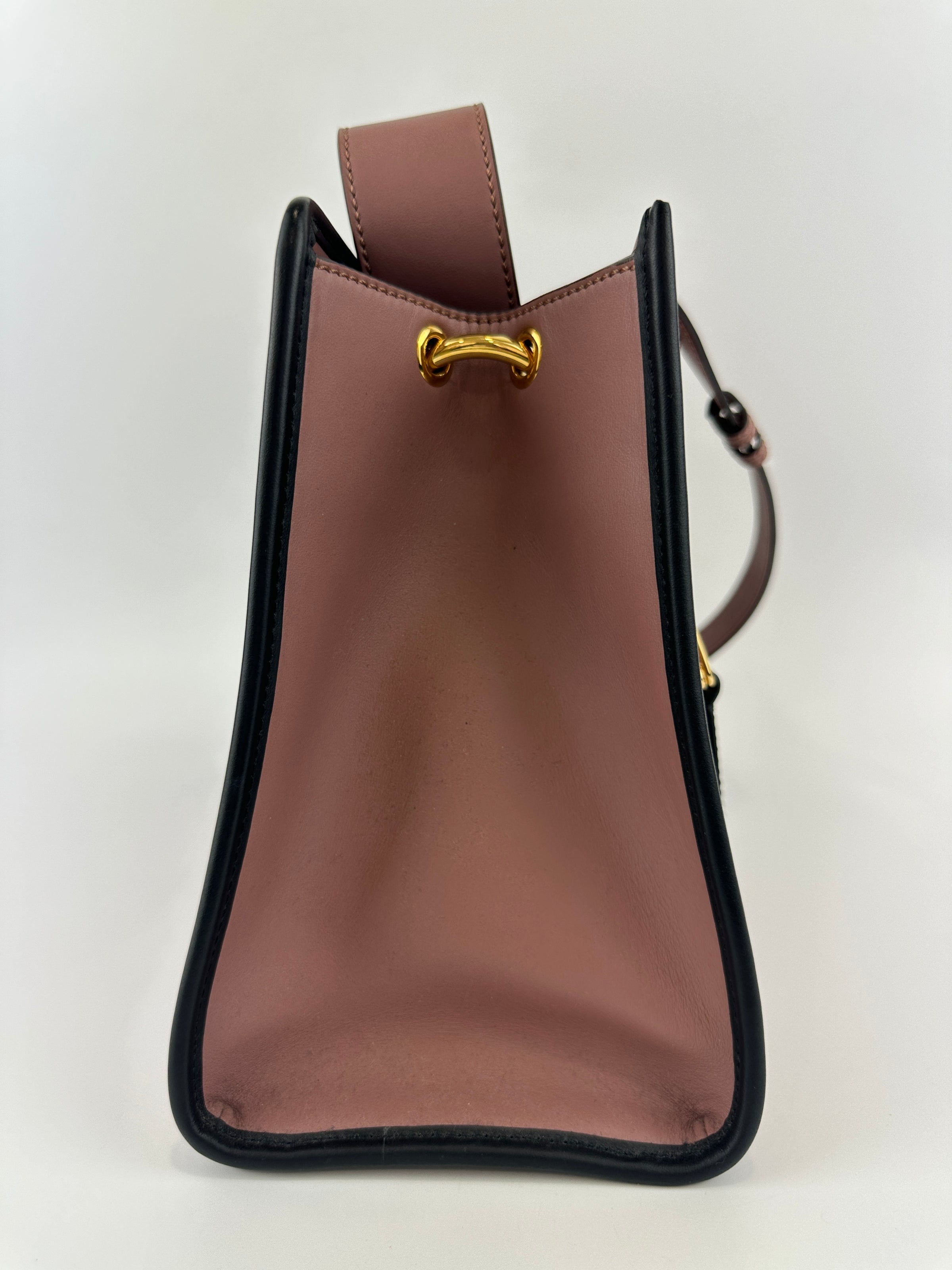 8BH344 Runaway Small Bicolor Pink / Black Calfskin Leather Bag