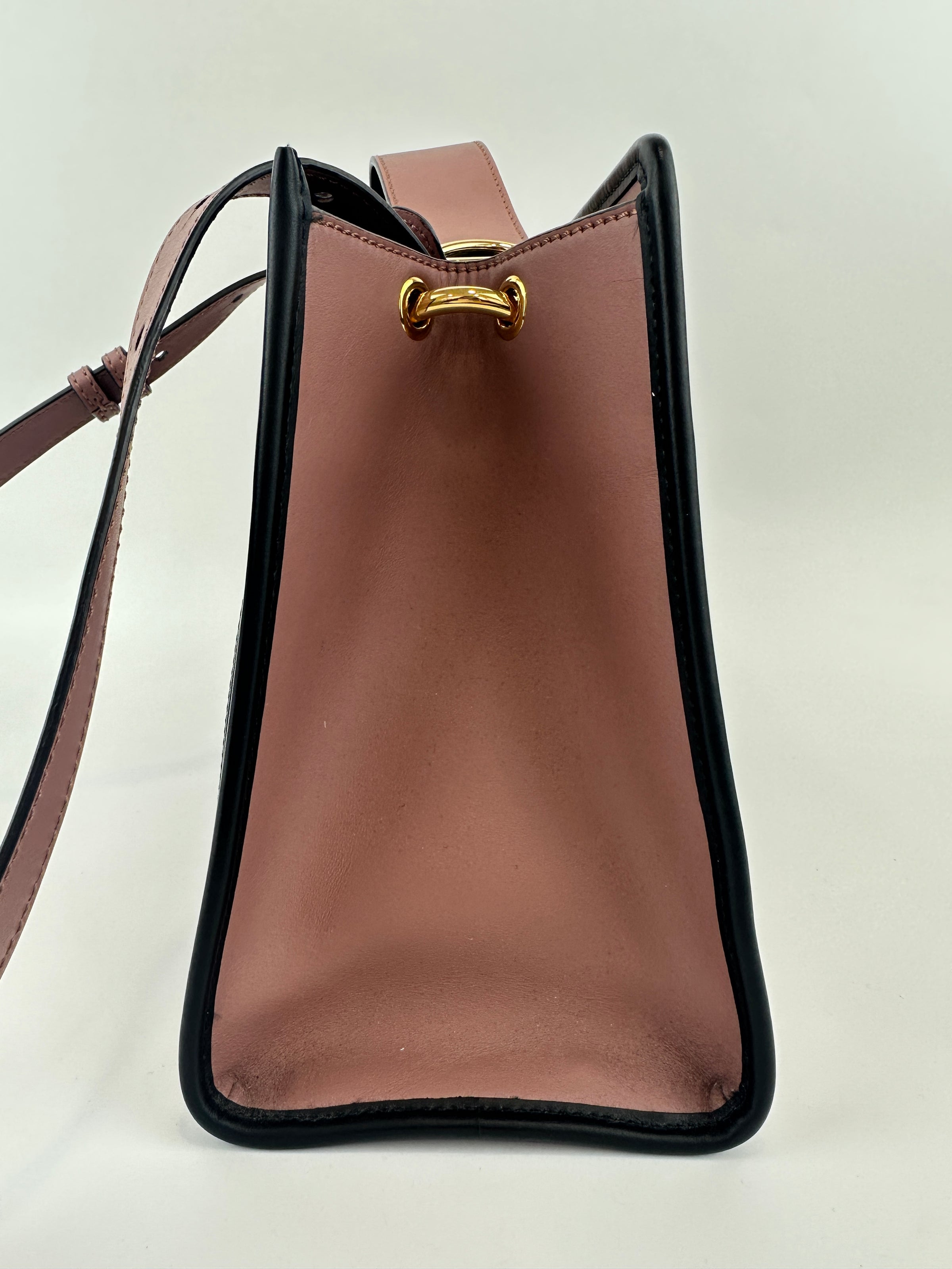 8BH344 Runaway Small Bicolor Pink / Black Calfskin Leather Bag