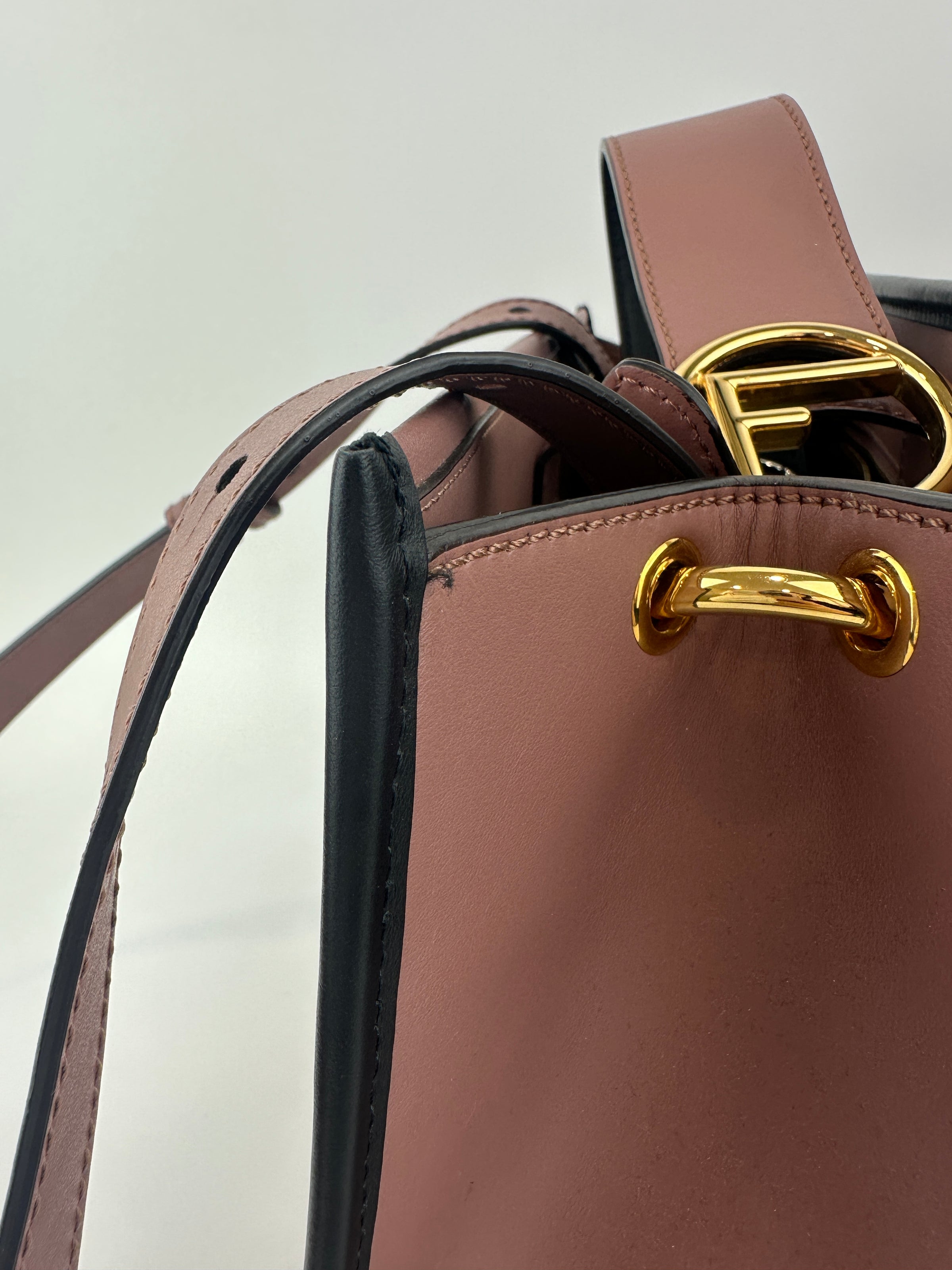 8BH344 Runaway Small Bicolor Pink / Black Calfskin Leather Bag