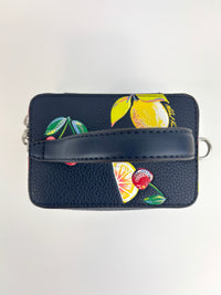 Navy Small Sequined Fruit Print Crossbody Bag - Glampot