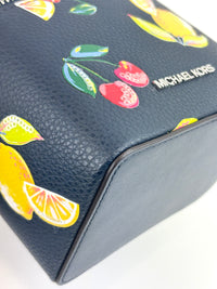 Navy Small Sequined Fruit Print Crossbody Bag - Glampot