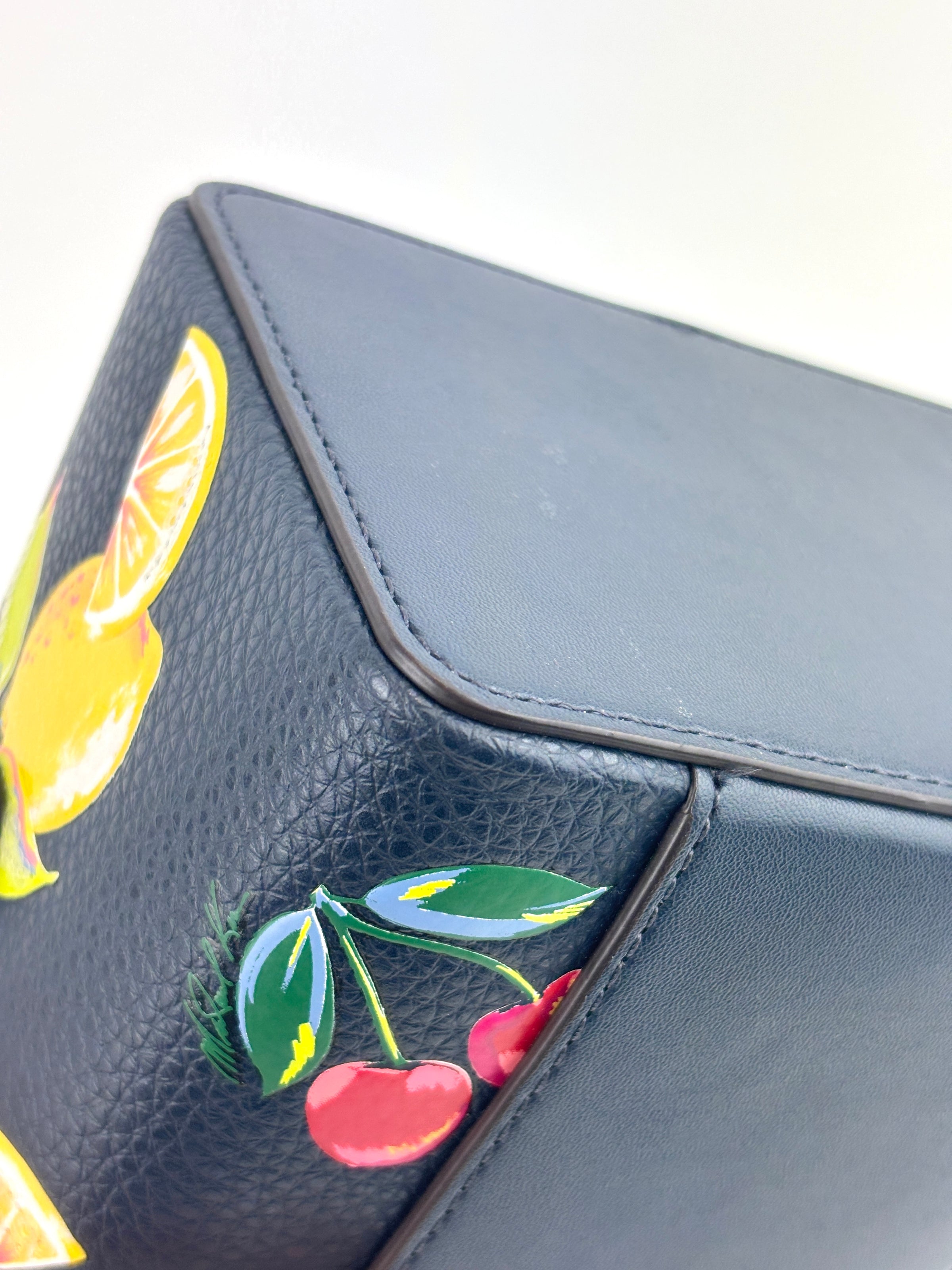 Navy Small Sequined Fruit Print Crossbody Bag - Glampot