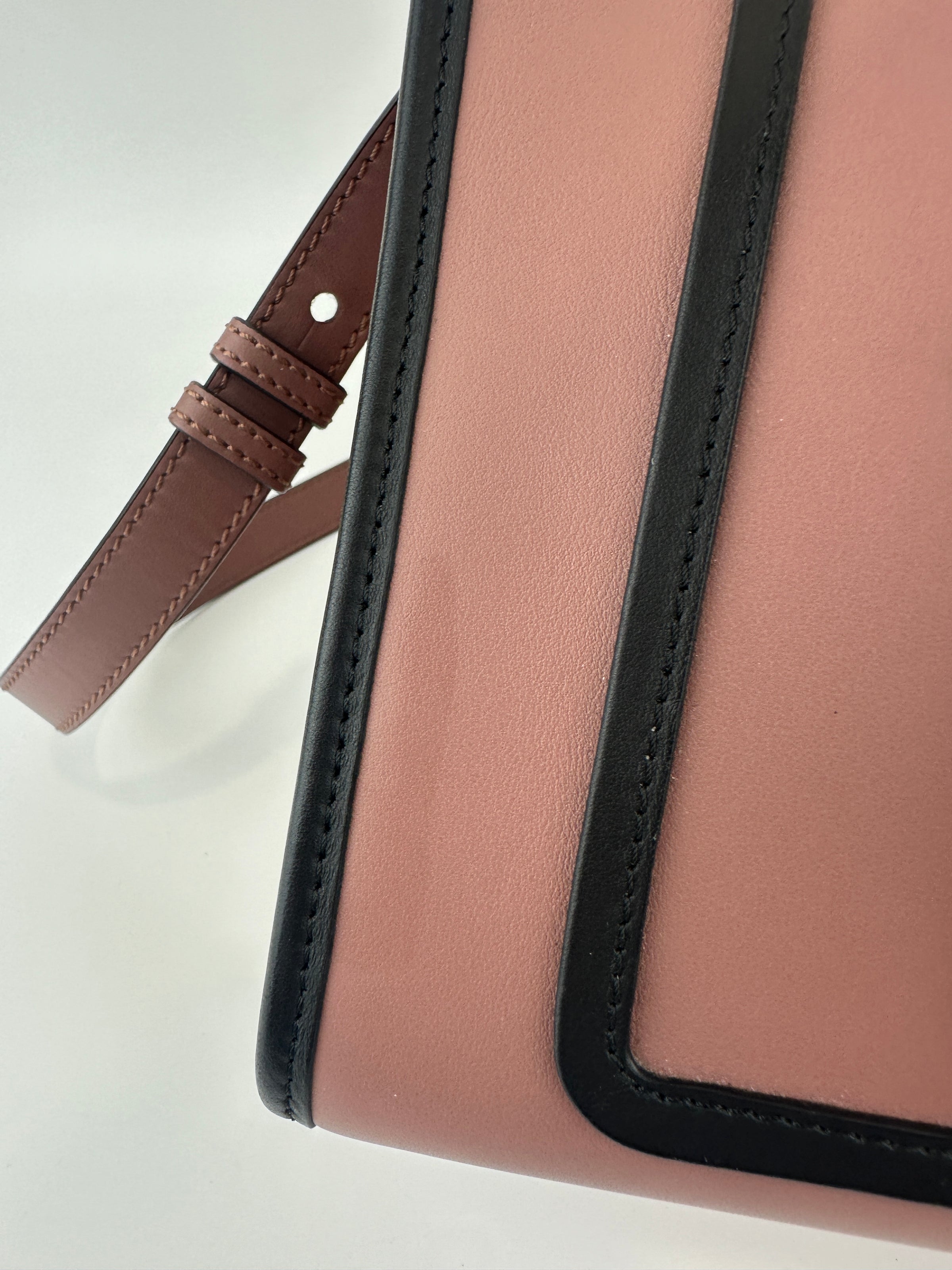 8BH344 Runaway Small Bicolor Pink / Black Calfskin Leather Bag