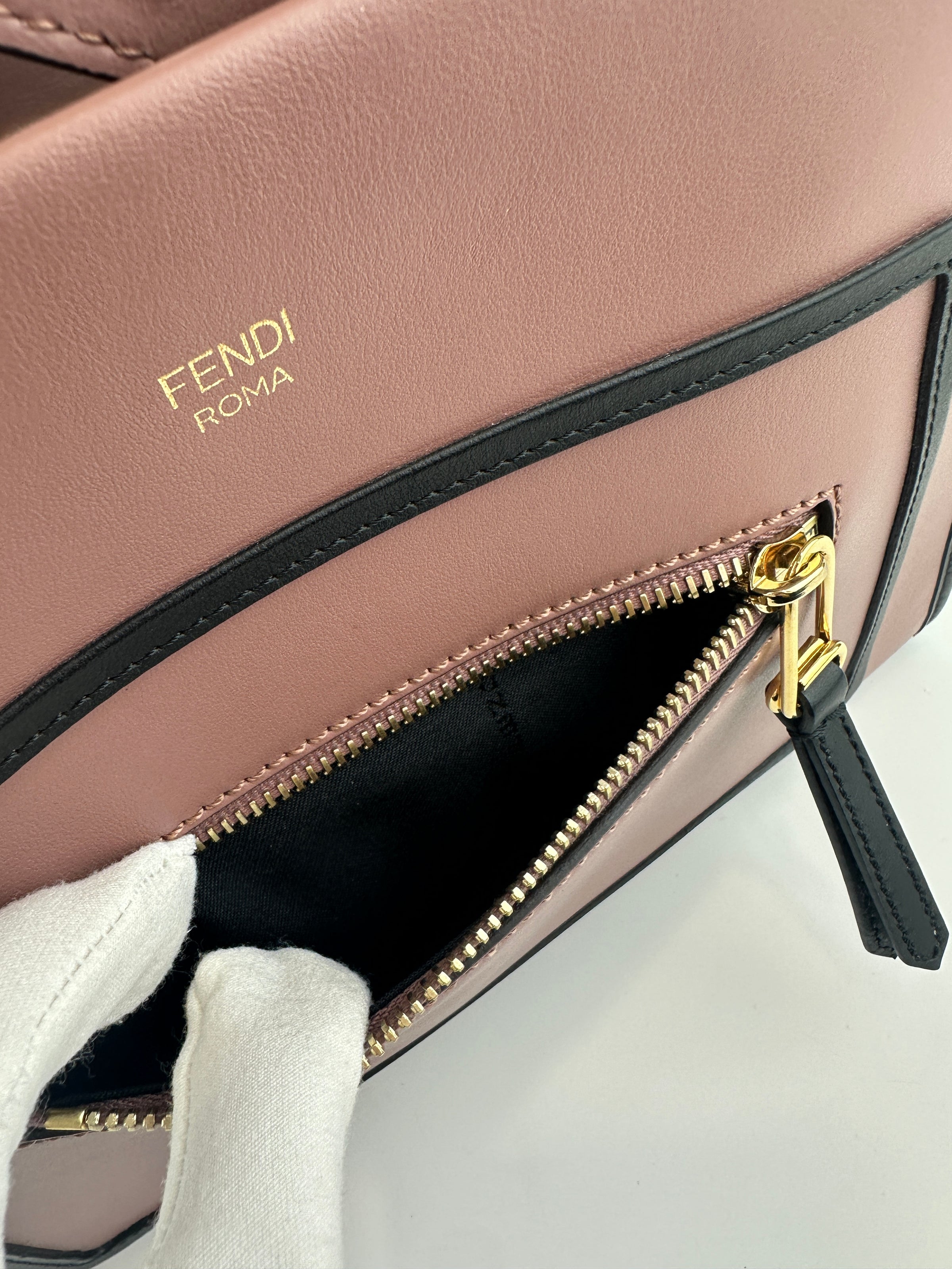 8BH344 Runaway Small Bicolor Pink / Black Calfskin Leather Bag