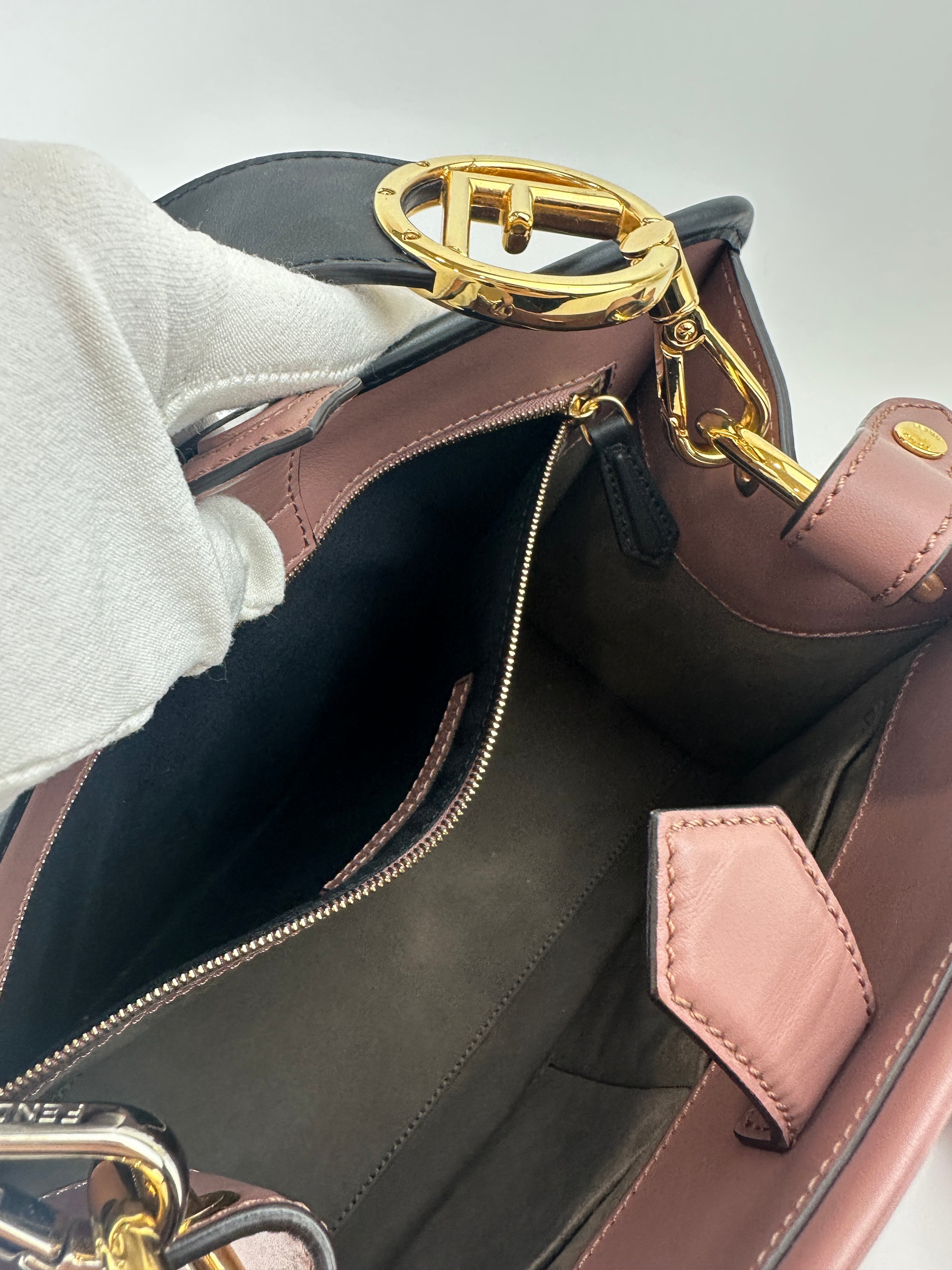 8BH344 Runaway Small Bicolor Pink / Black Calfskin Leather Bag