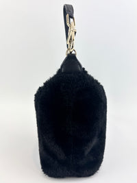Teia Black Faux Fur Crossbody Bag - Glampot