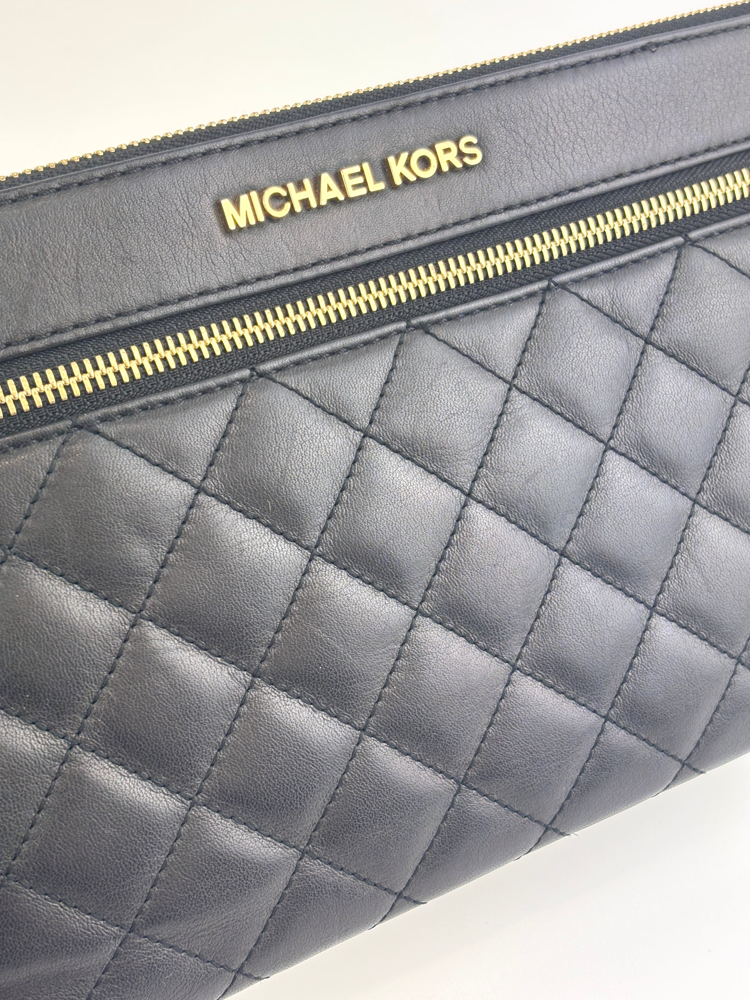 Selma Quilted Leather Zip Clutch