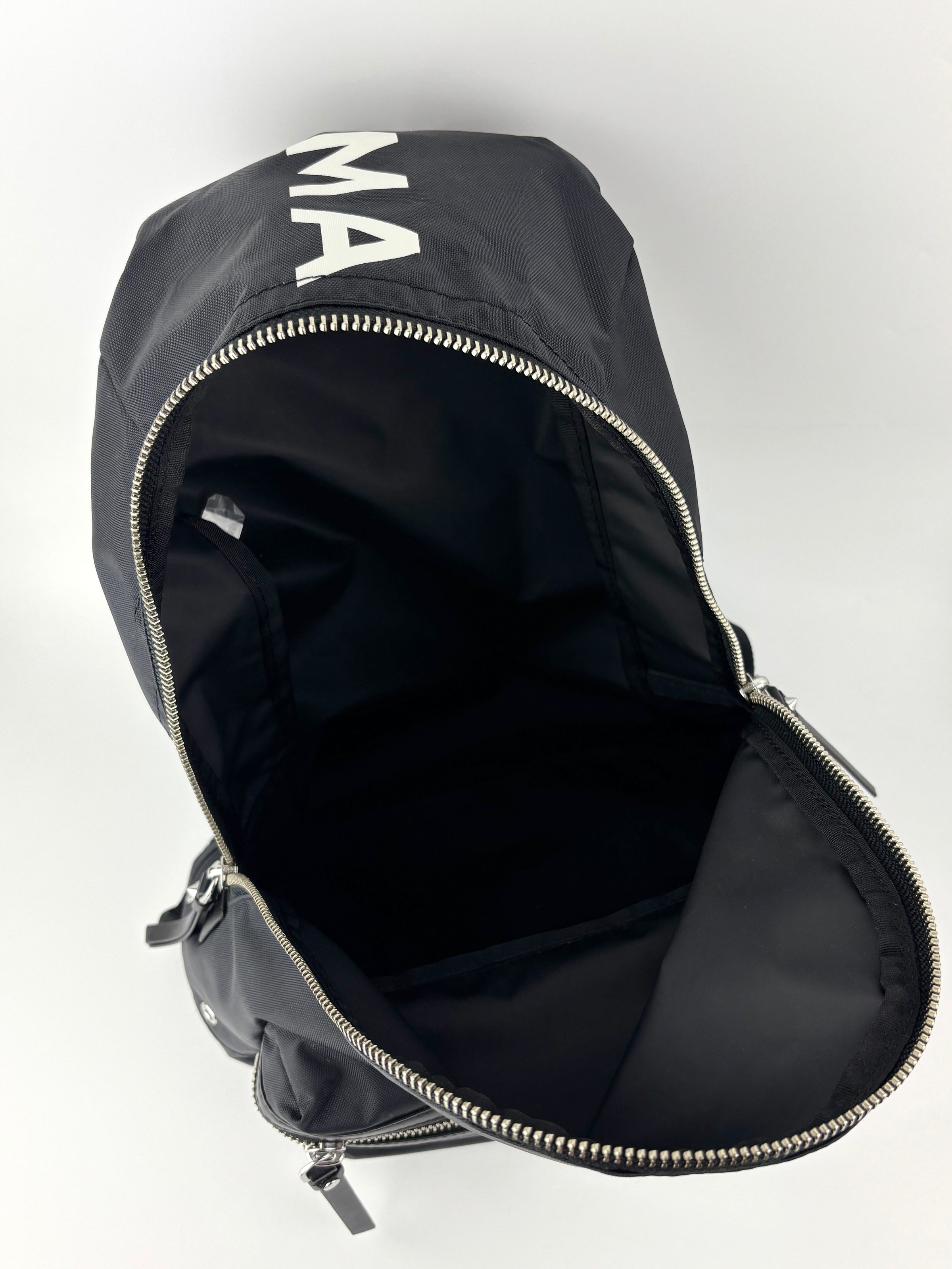Nylon Printed Logo Backpack in Black