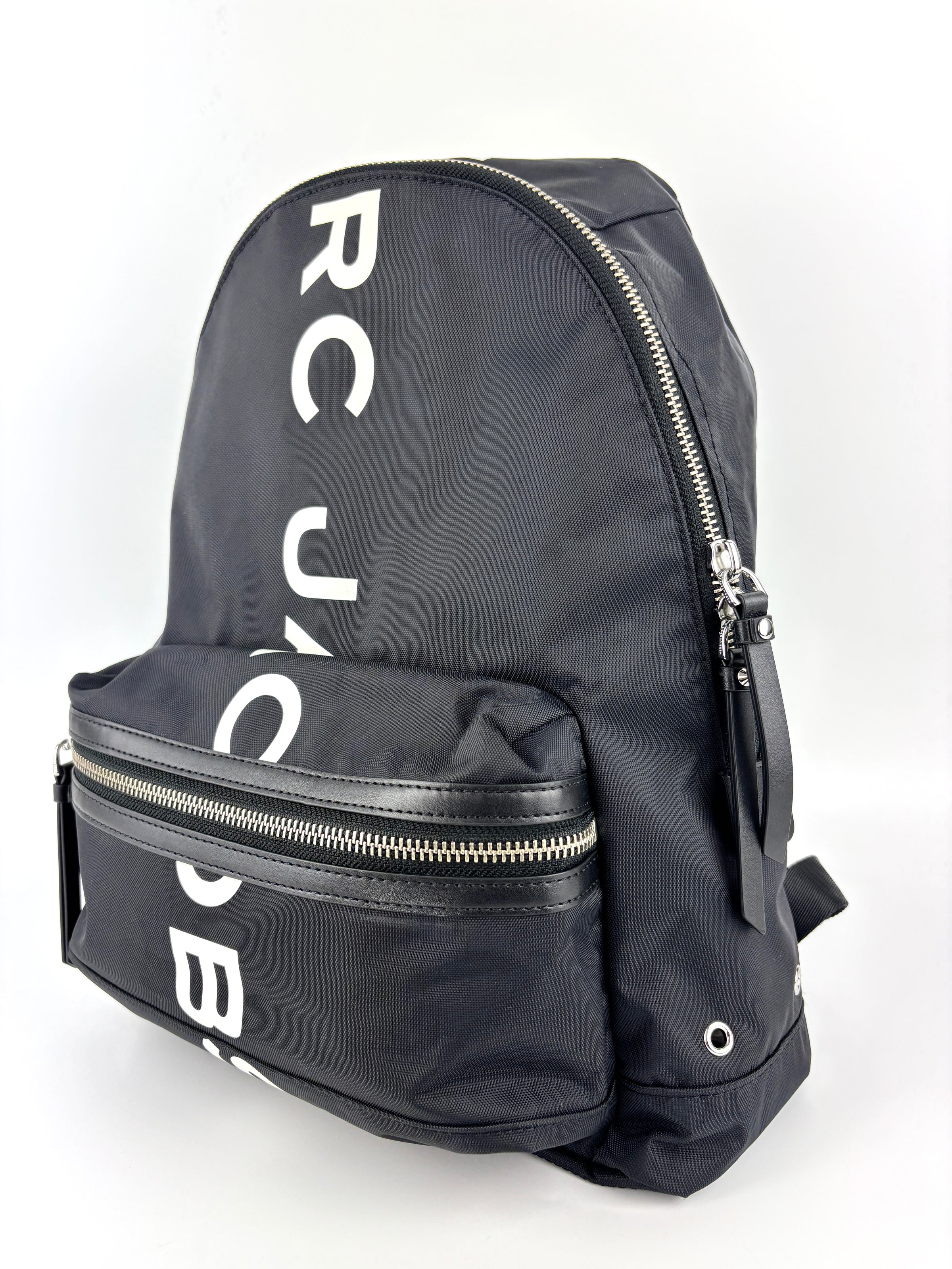 Nylon Printed Logo Backpack in Black