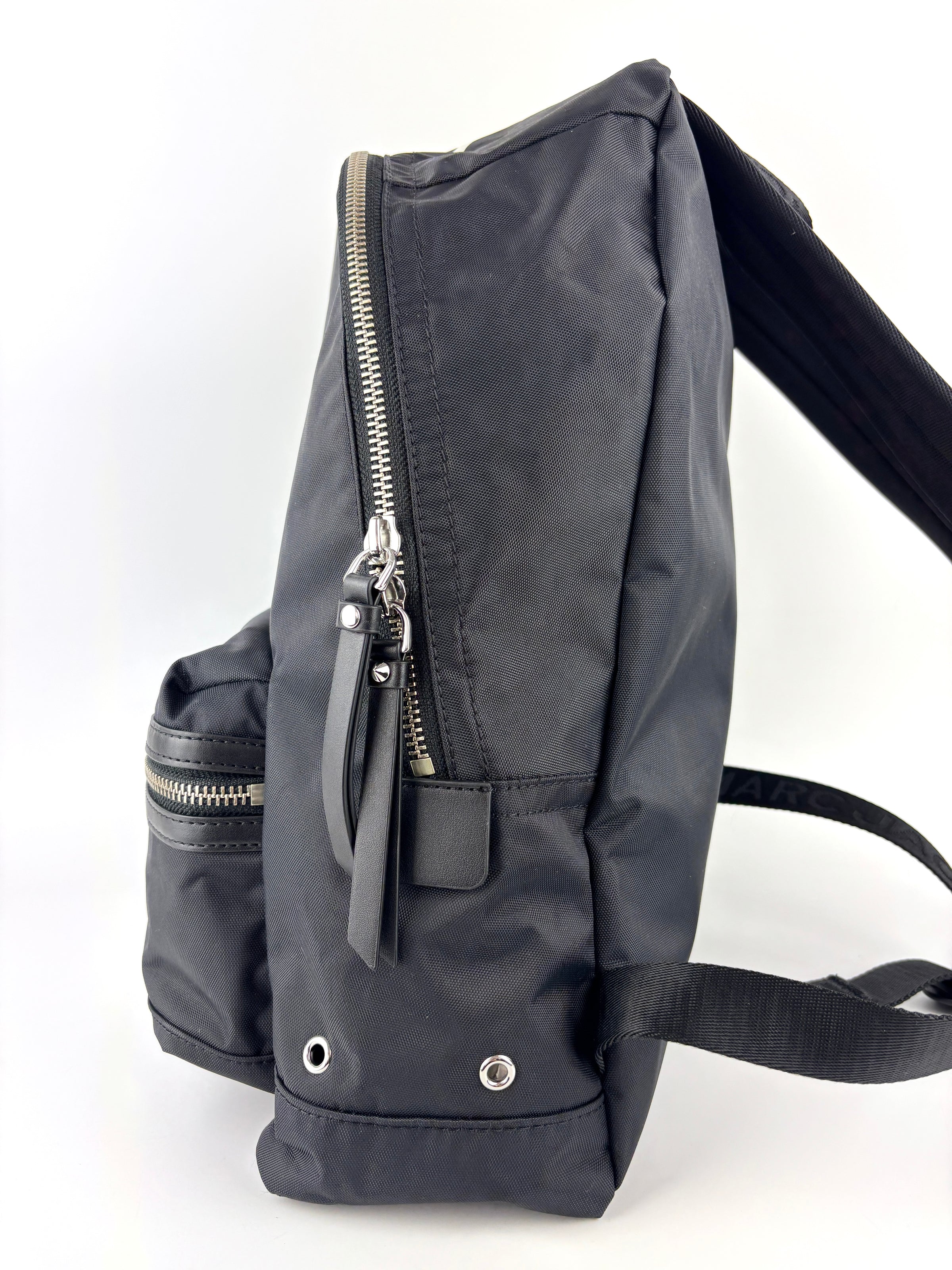 Nylon Printed Logo Backpack in Black