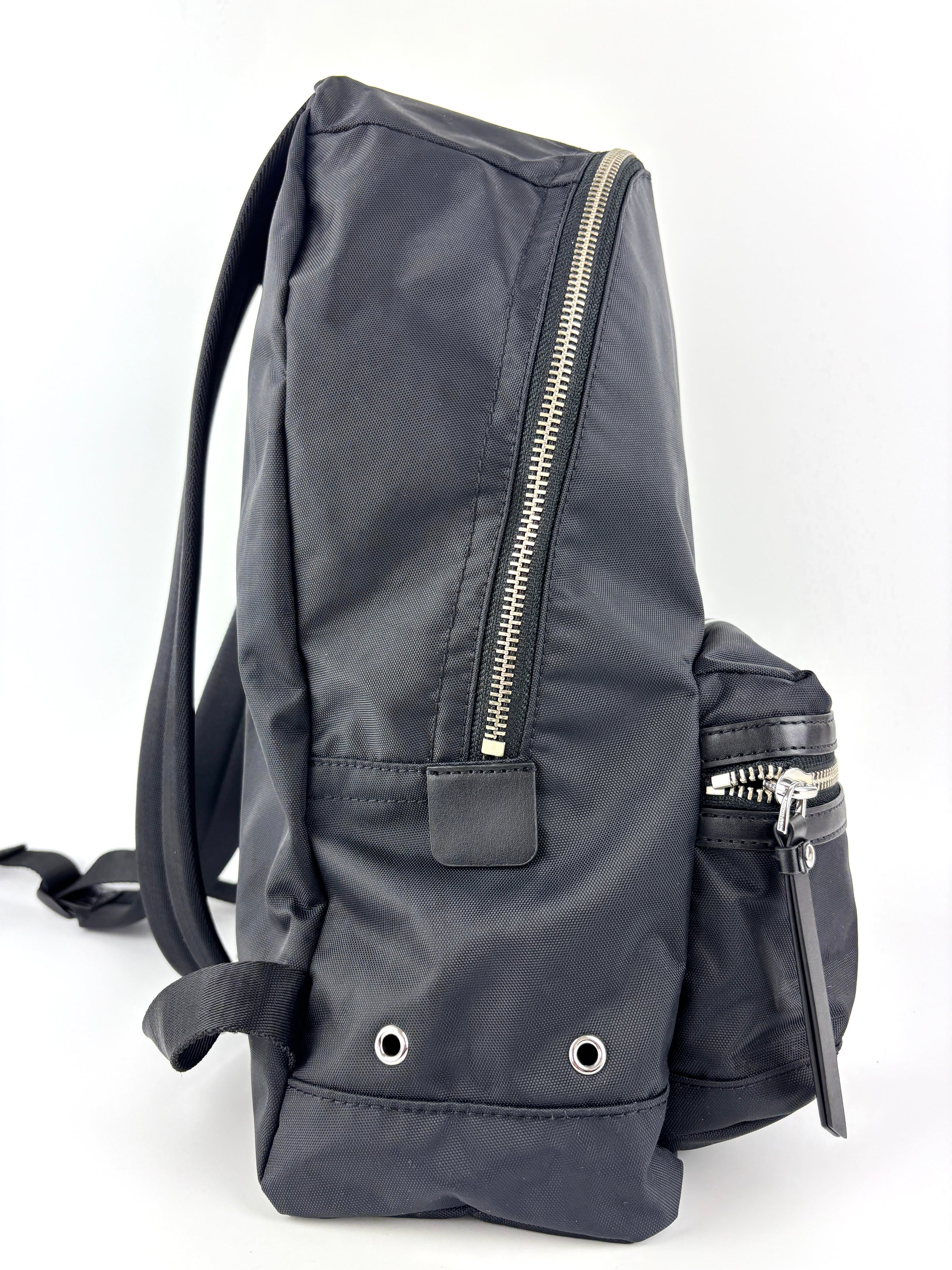 Nylon Printed Logo Backpack in Black