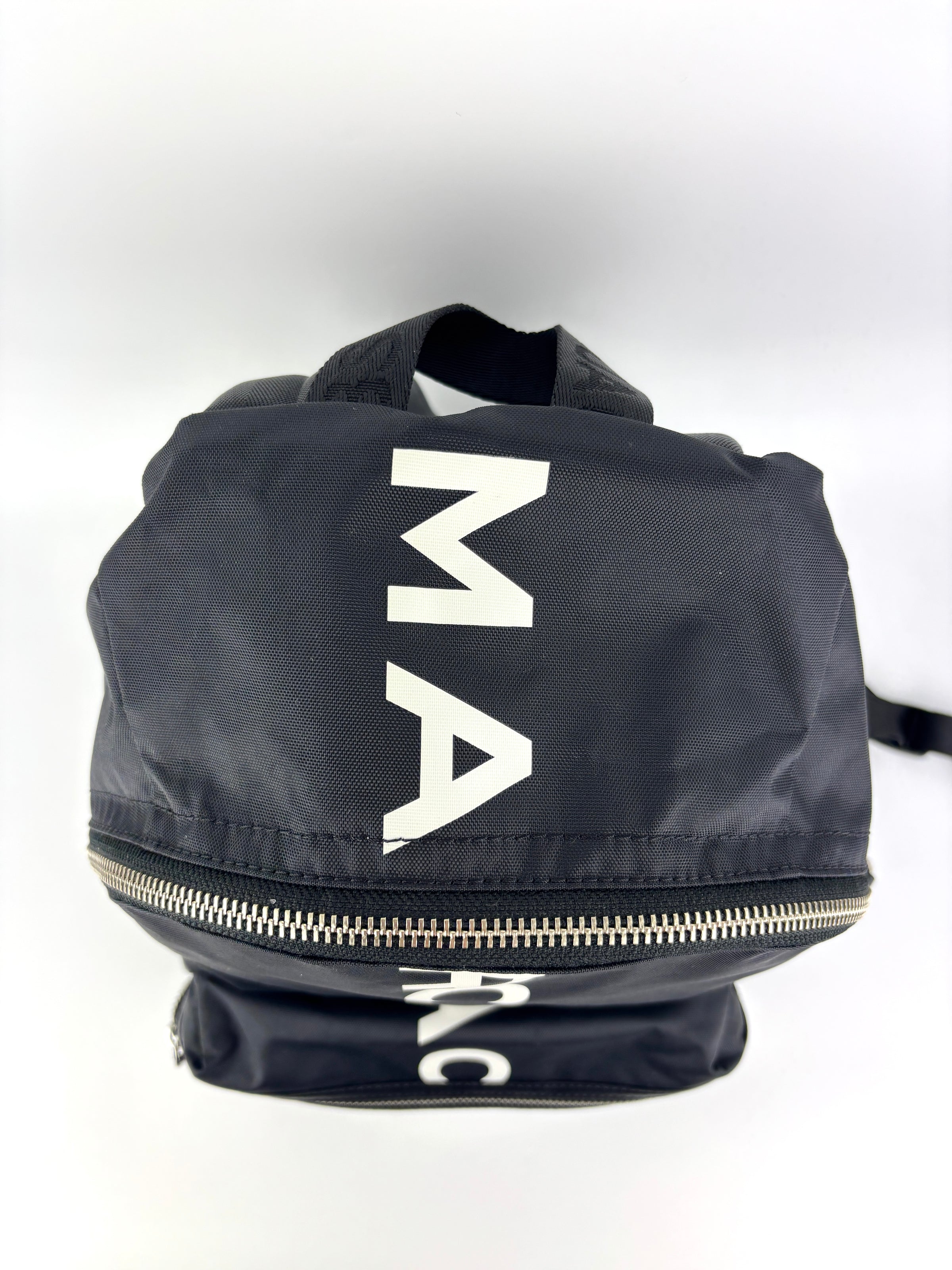 Nylon Printed Logo Backpack in Black