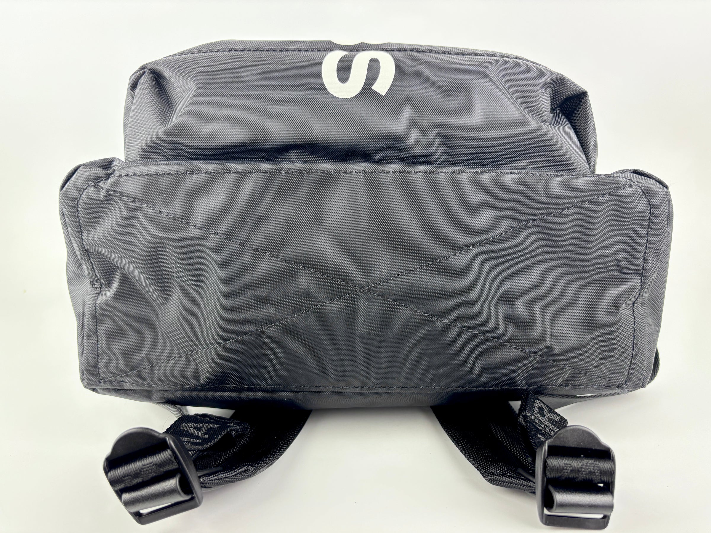 Nylon Printed Logo Backpack in Black