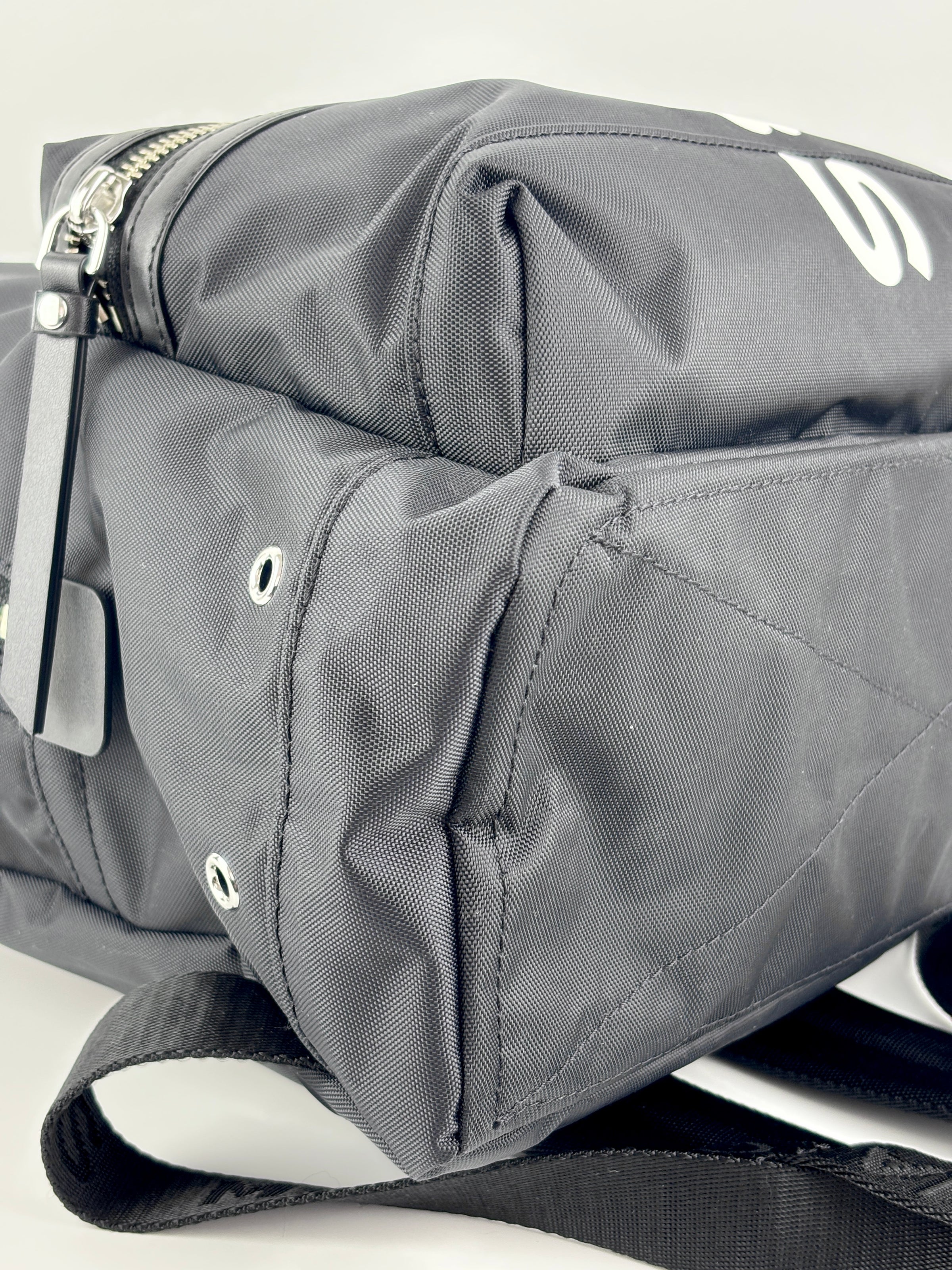 Nylon Printed Logo Backpack in Black
