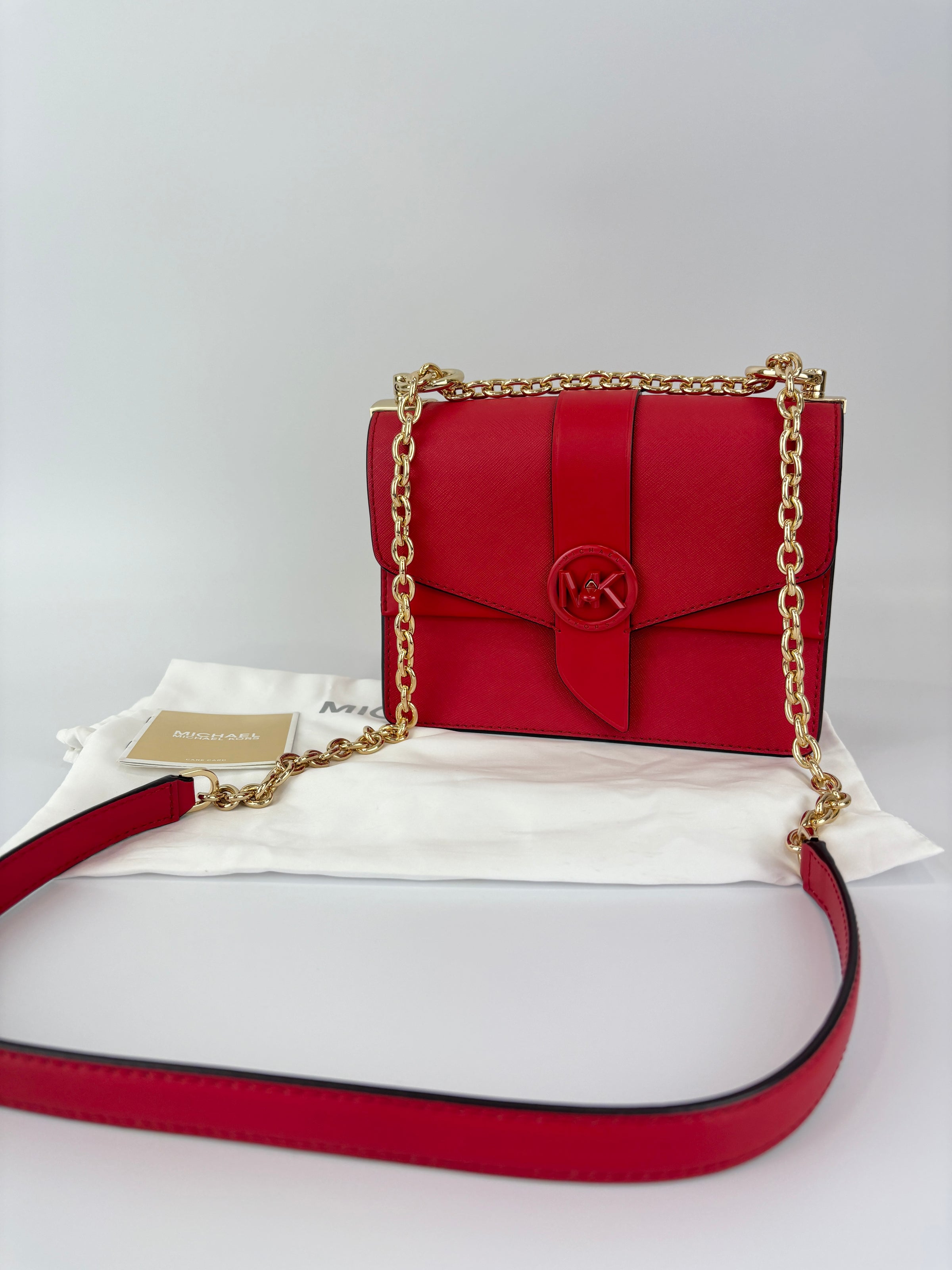 Greenwich Small Saffiano Leather Crossbody Bag Red