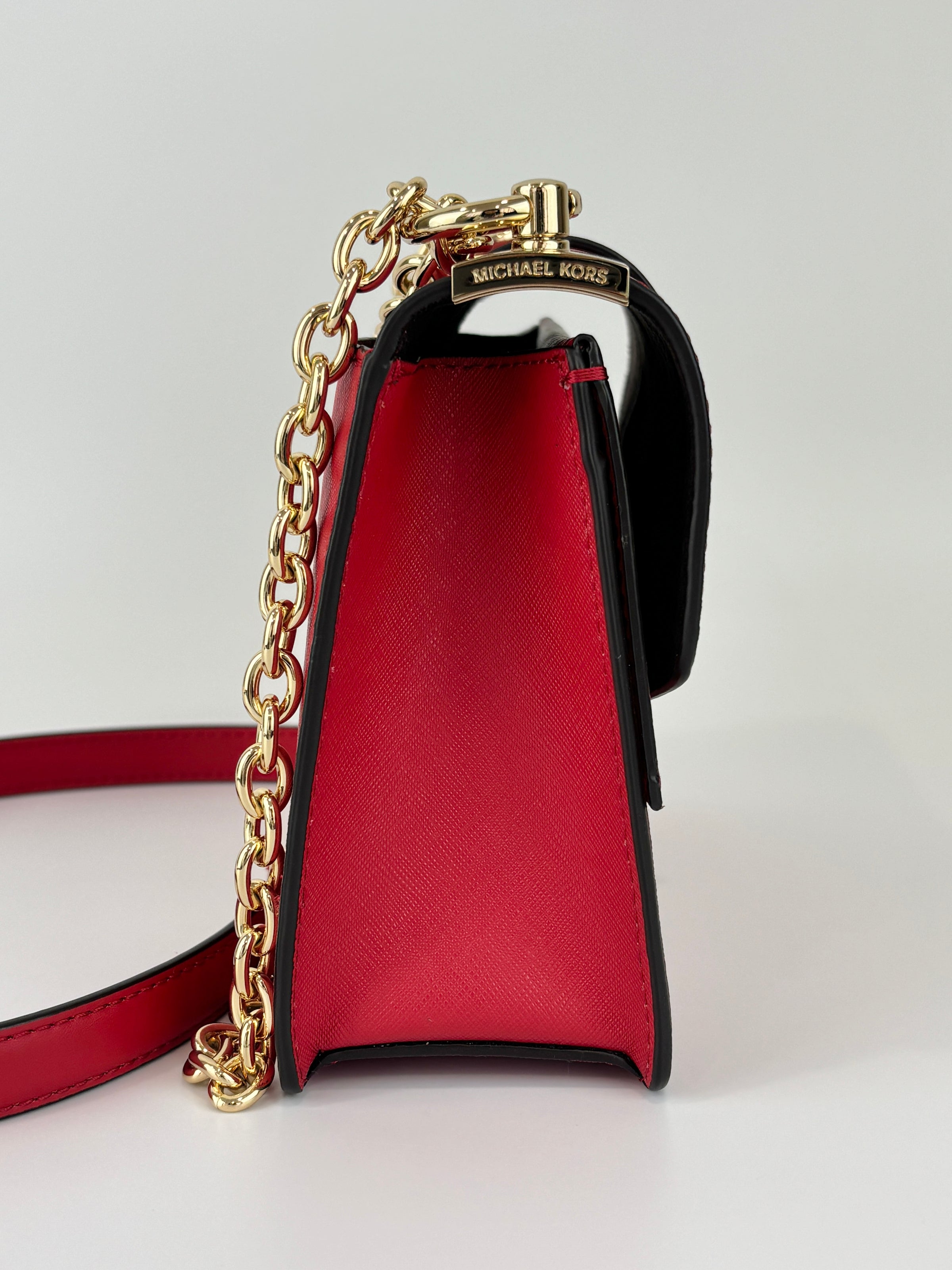Greenwich Small Saffiano Leather Crossbody Bag Red