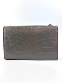 Medium Kate Tassel Grey Croc Embossed SHW