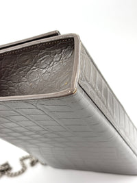 Medium Kate Tassel Grey Croc Embossed SHW