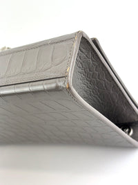 Medium Kate Tassel Grey Croc Embossed SHW