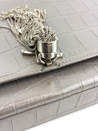 Medium Kate Tassel Grey Croc Embossed SHW