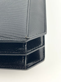 Vintage Embossed Lizard Leather Shoulder Bag in Black GHW - Glampot