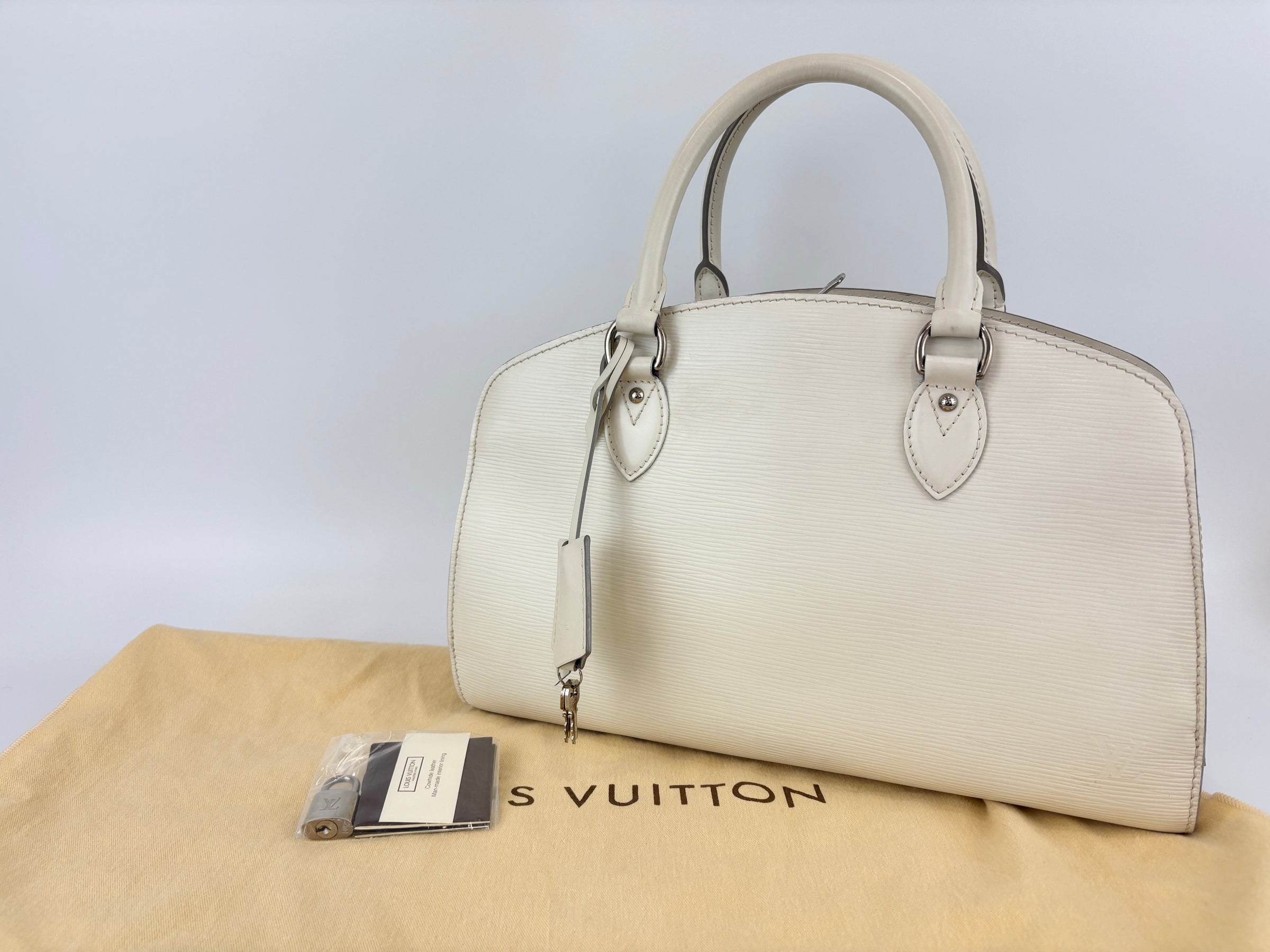 Epi Leather Pont Neuf PM Handbag White