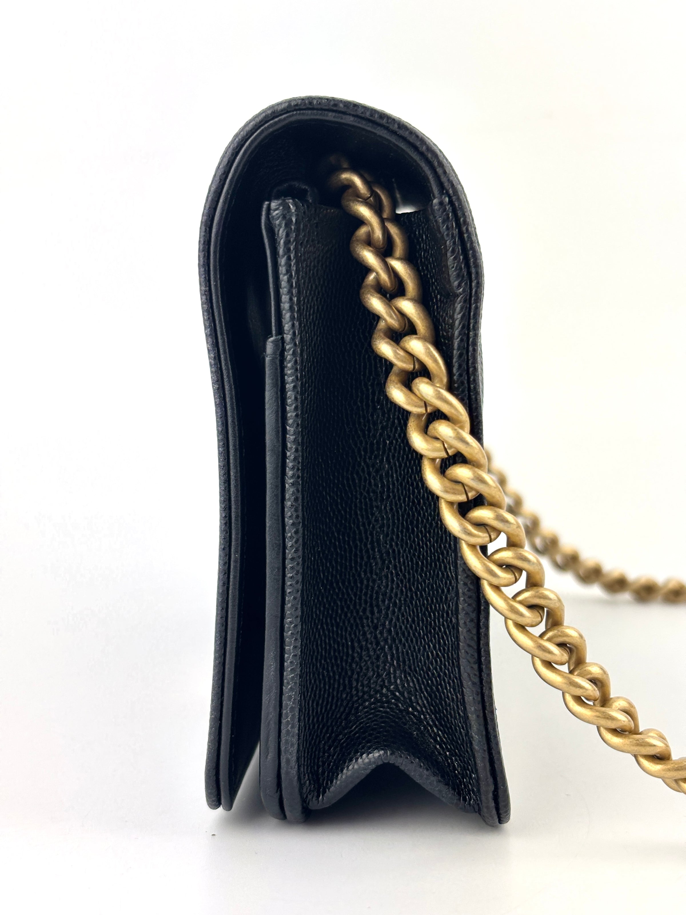 Boy Wallet On Chain Black Caviar GHW AP1117 - Glampot